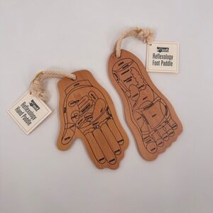 NWT Discovery Channel Reflexology Hand and Foot Paddle Wood Massage Tool Set